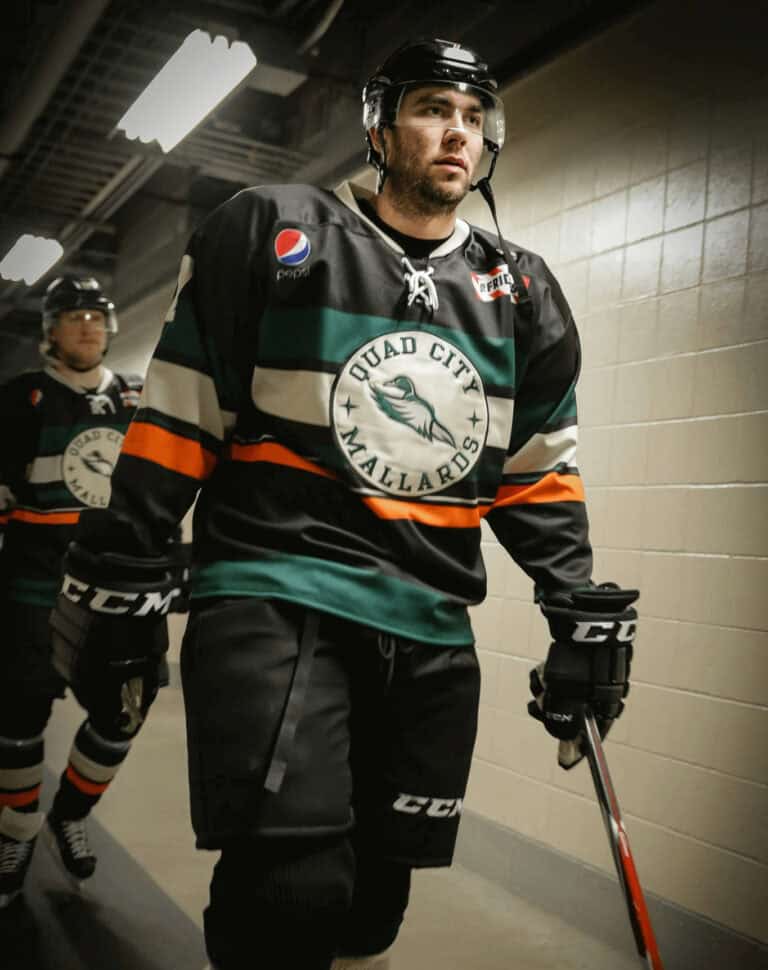 Bennett Schneider as a professional hockey player for the Quad City Mallards