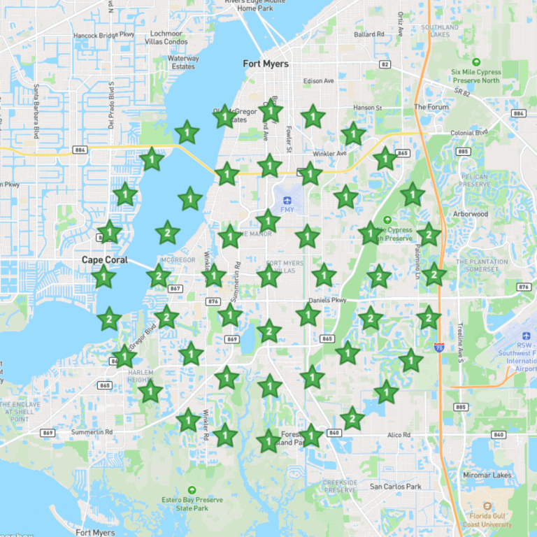The results from working with a local SEO company showing top rankings across Fort Myers service area