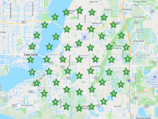 Local SEO rankings map showing Google Maps visibility
