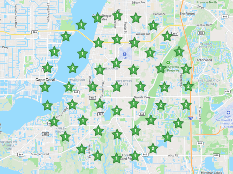Local SEO rankings map showing Google Maps visibility